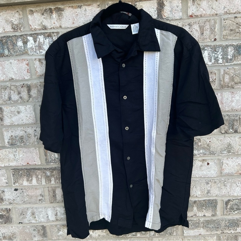 Monte Carlo Men’s Linen Blend Short Sleeve Button Up Shirt Medium